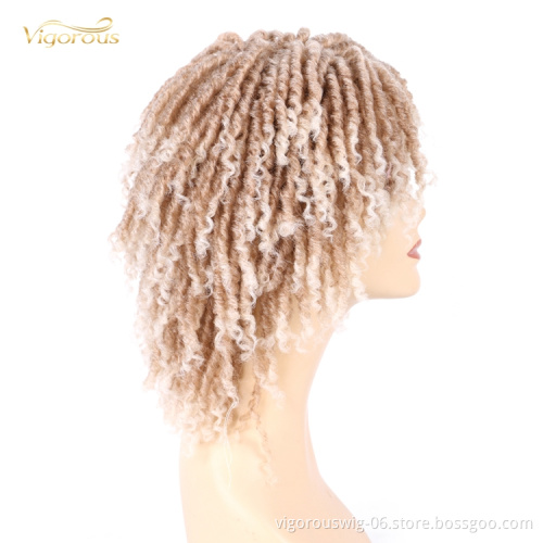 Afro Glueless Wholesale Vendors Freetress Twist Bob Cut Cheap African Short Blonde Synthetic Hair Braid Wigs For Women